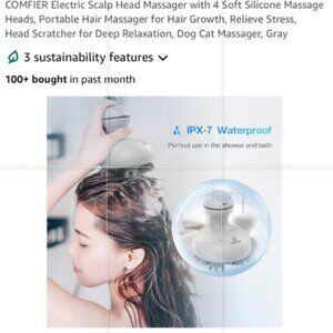 COMFIER Electric Scalp Head Massager with 4 Soft Silicone Massage Heads Portable